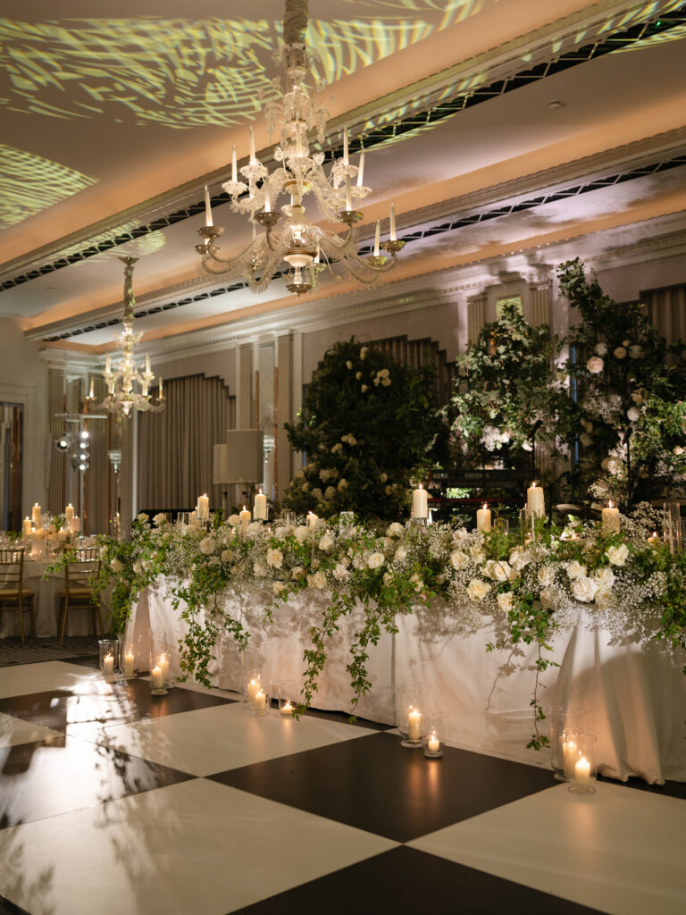 Wedding party table with breakout lighting