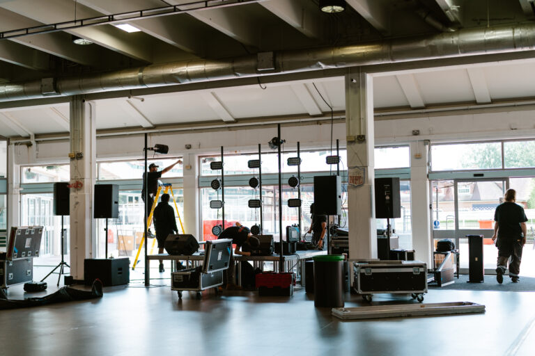 Stage 2 setup, speakers and lights