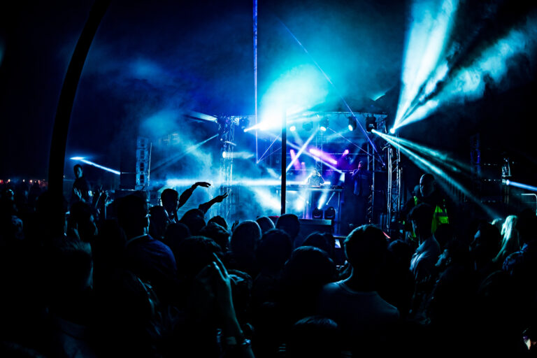 Main stage with blue lighting