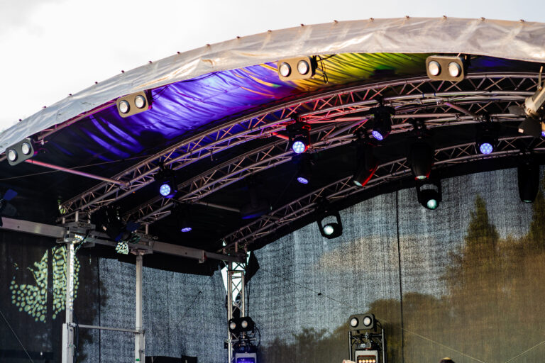Dynamic stage lighting and Pioneer DJ equipment at Reading Pride 2023