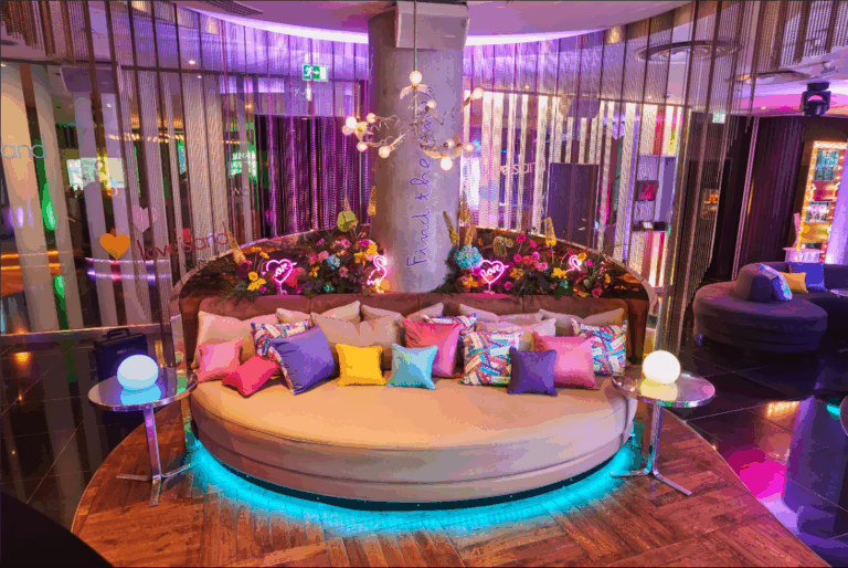 Love island VIP Screening Uplighting and LED strips