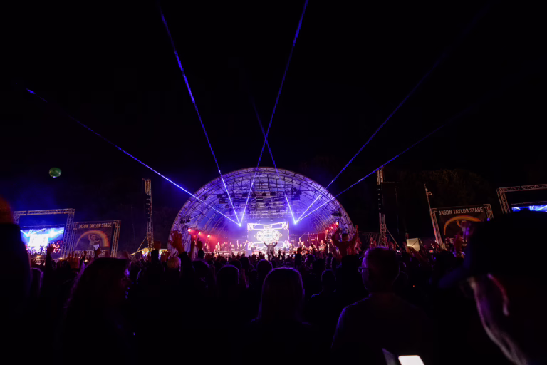 Main stage with dynamic lighting (wide shot)