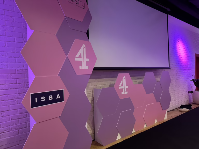 Conference + panel discussion stage with projection